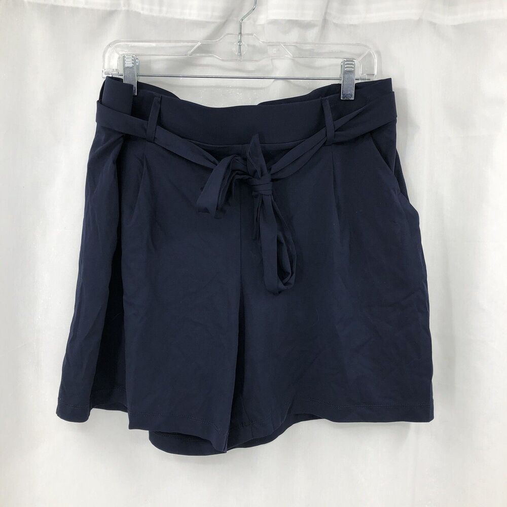 Loft Navy Blue Ribbon Belted Dress Chino PullOn 4 Pocket Shorts 503684 Large NWT